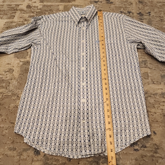 Panhandle Flip Cuff Blue White Aztec Arrow Long Sleeve Button Down Shirt Medium - Picture 10 of 16